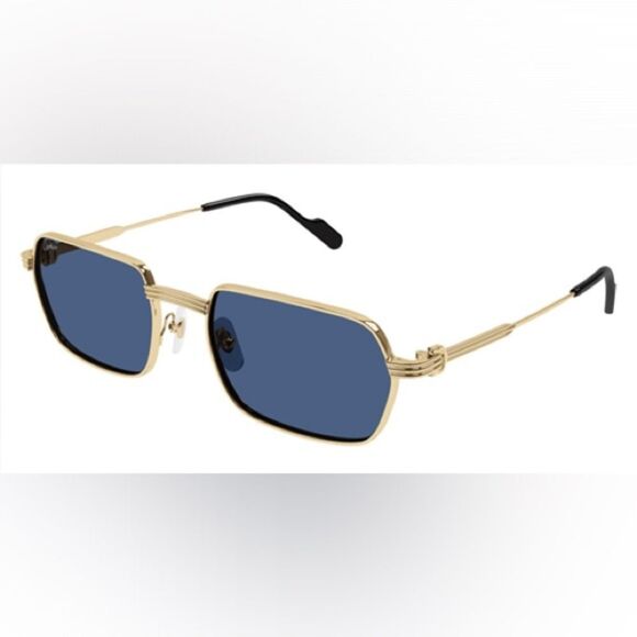 Cartier 0463 Premiere Gold Frame Sunglasses with Deep Blue Lenses - Picture 3 of 3